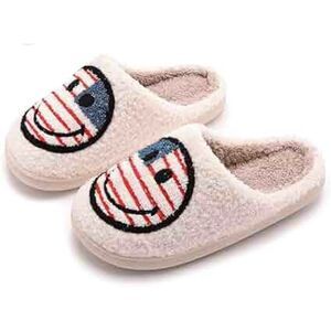 Never Old Women's Ivory Fun Happy Slippers NEW